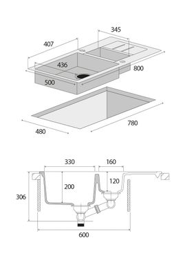 Кухонная гранитная мойка со сливом Concept dg205c60be бежевая