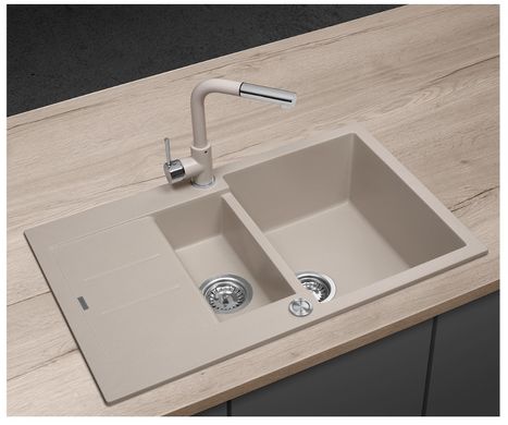 Кухонна гранітна мийка зі зливом Concept dg205c60be бежева