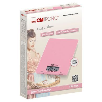 Кухонні ваги Clatronic KW 3626 скляні рожеві