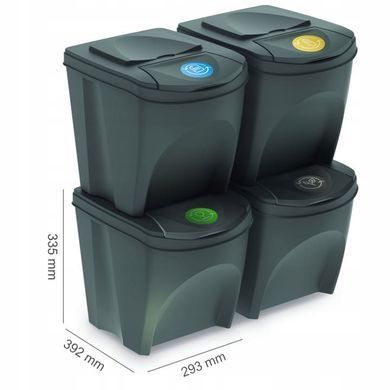Набір контейнерів для сортування сміття Keden Sortibox 4х25 л Prosperplast