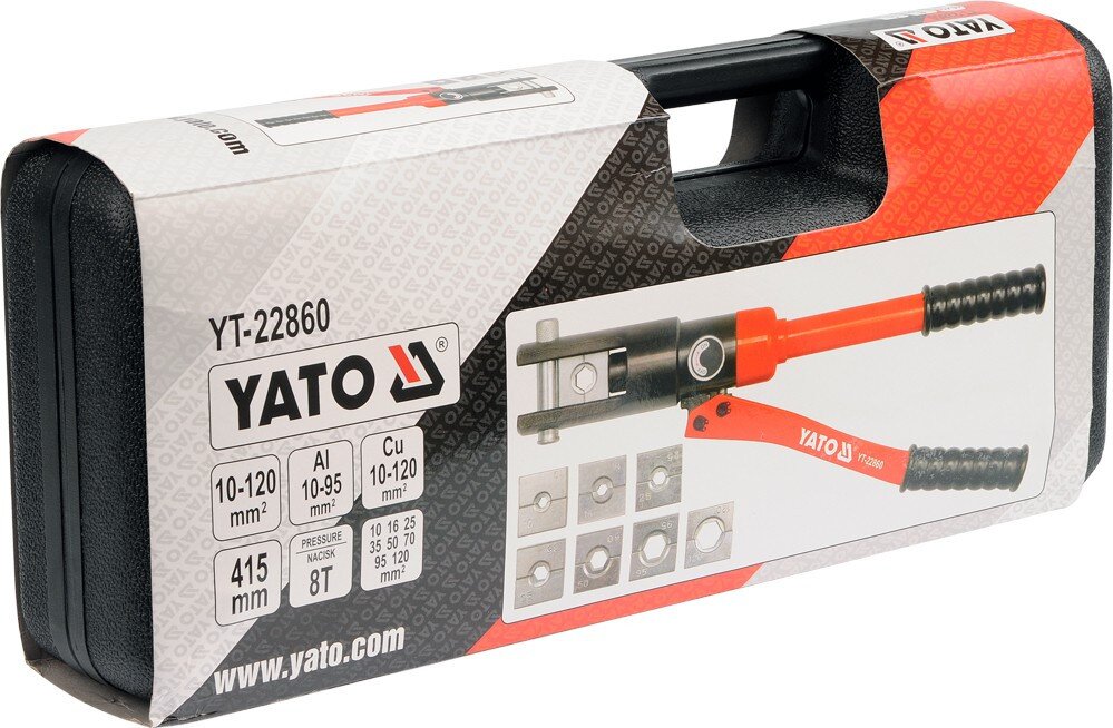 Пресс гидравлический ручной Yato YT-22860, 8 т, для обжима 10-120 мм²