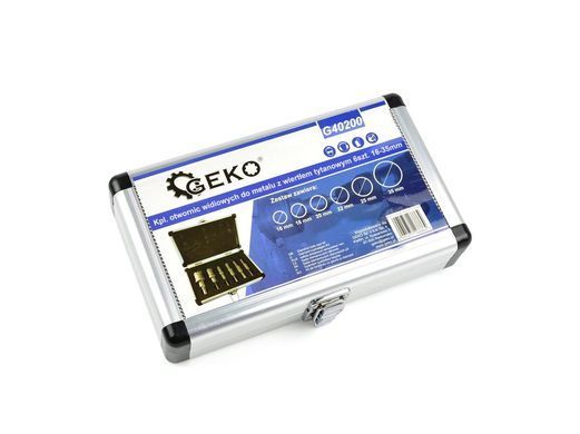 Набор кольцевых пил по металлу с титановым сверлом 6 штук 16-35 мм Geko G40200