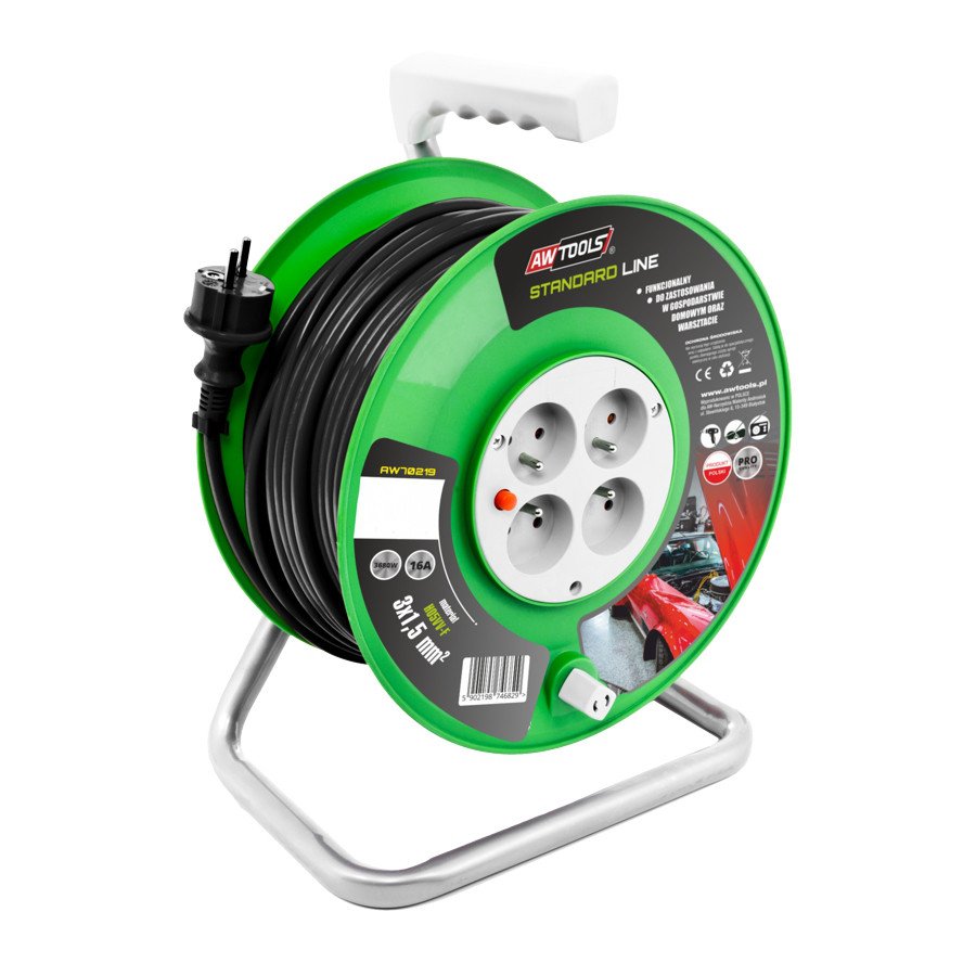 Удлинитель-барабан STANDARD 30 м 3x1,5 мм 16A/3680 Вт AWTOOLS