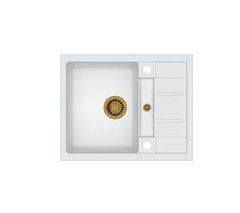 Кухонна мийка Quadron HB8210U1-G1 MORGAN 116 білий металік/золото - граніт, вбудовується в стільницю, сушарка