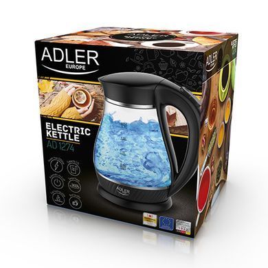 Стеклянный чайник Adler AD 1274 black 1,7 л