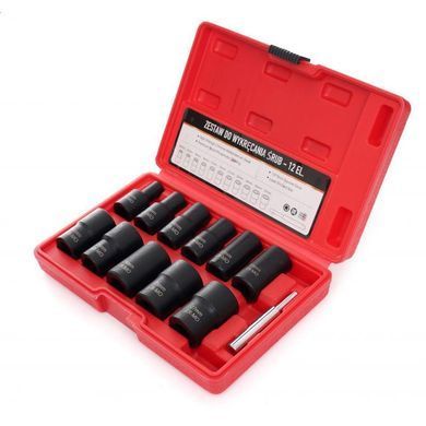 Набор насадок для снятия поврежденных гаек 1/2" 12 элементов Kraft&Dele KD11792