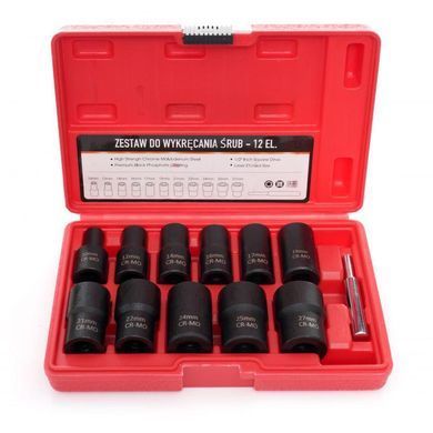 Набор насадок для снятия поврежденных гаек 1/2" 12 элементов Kraft&Dele KD11792