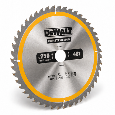 Пильний диск 250х30 мм CONSTRUCTION по дереву 48 ATB DeWALT DT1957-QZ