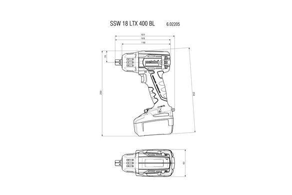 Акумуляторний ударний шуруповерт Metabo SSW 18 LTX 400 BL, 2 акб 18 В Li-Power 5.2 Ah, з/в, кейс