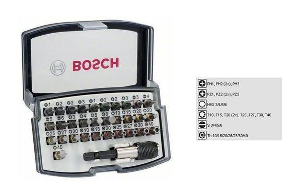 Набор бит Bosch B2607017319 32 штуки