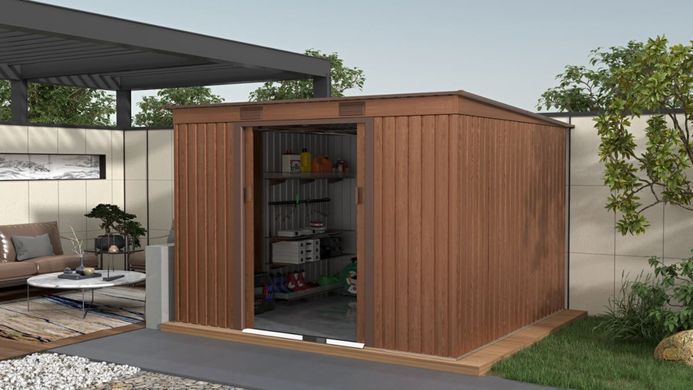 Сарай для господарського інвентарю 261x241 см Hardmaister Oregon Горіх