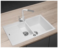 Кухонная гранитная мойка со сливом Concept dg205c60wh белая