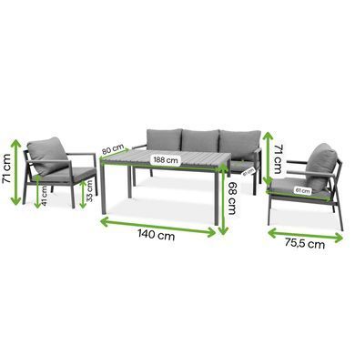 Комплект мебели садовый EDISON DINING стол диван кресла для террасы и балкона Bj&oslash;rkka