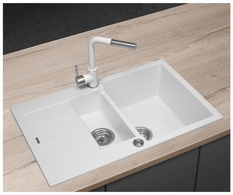 Кухонна гранітна мийка зі зливом Concept dg205c60wh біла
