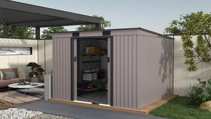 Сарай металевий збірний 261x241 см Hardmaister Oregon Теплий сірий