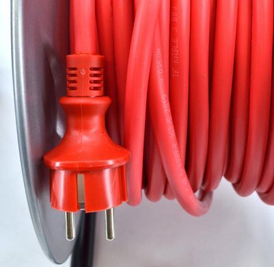 AWTOOLS ПОДОВЖУВАЧ КОТУШКА МЕТАЛЕВА 25м 3x1,5мм ЧЕРВОНИЙ HEAVY DUTY 16A / 3680W / IP44