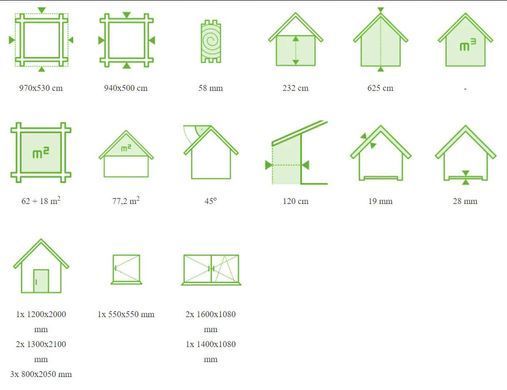 Коттедж для отдыха 80 м&sup2; ALIAS, 2 этажа с балконом Nordenwood