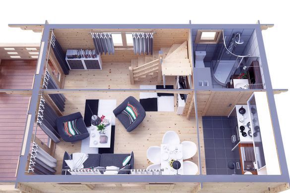 Коттедж для отдыха 80 м&sup2; ALIAS, 2 этажа с балконом Nordenwood