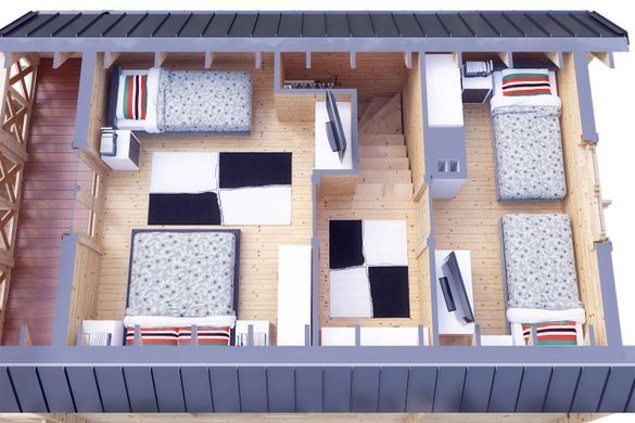 Коттедж для отдыха 80 м&sup2; ALIAS, 2 этажа с балконом Nordenwood