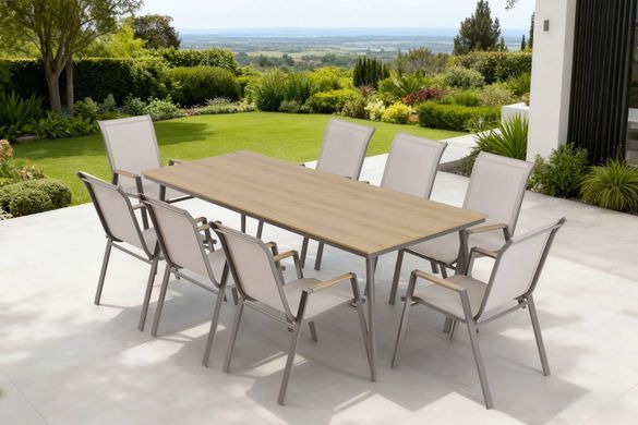 Обеденный комплект мебели для террасы NOVA DINING 8+1 Taupe Bj&oslash;rkka