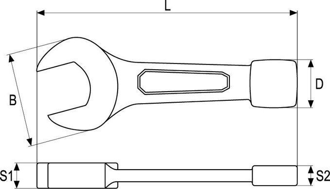 Ударный ключ рожковый 46мм Yato YT-1620