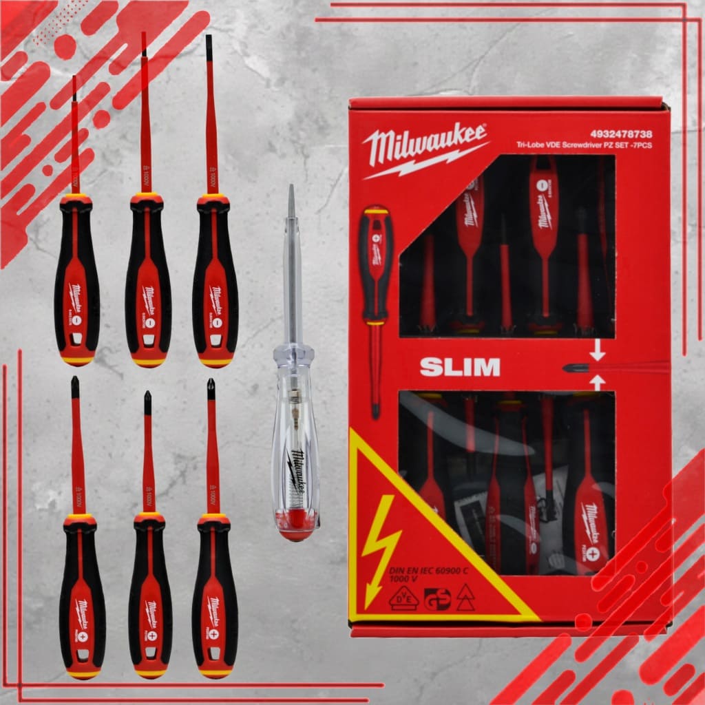 Набор диэлектрических отвёрток Milwaukee VDE 7 шт., до 1000 В, с тестером, фото 2