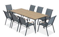 Обеденный комплект мебели для балкона и сада NOVA DINING 8+1 Dark Grey Bj&oslash;rkka