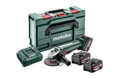 Акумуляторна кутова шліфувальна машина Metabo W 18 L 9-125 Quick, 3 акб 4,0 Ah, з/в ASC 55, в metaBOX 165 L