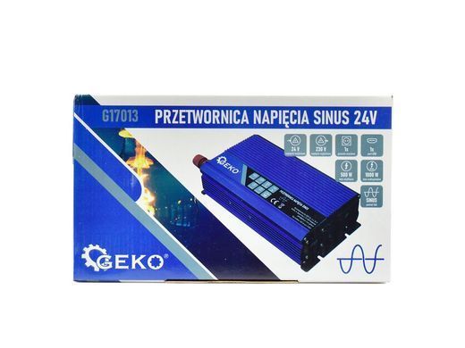 Перетворювач напруги 24 В/230 В 500/1000 Вт Geko G17013