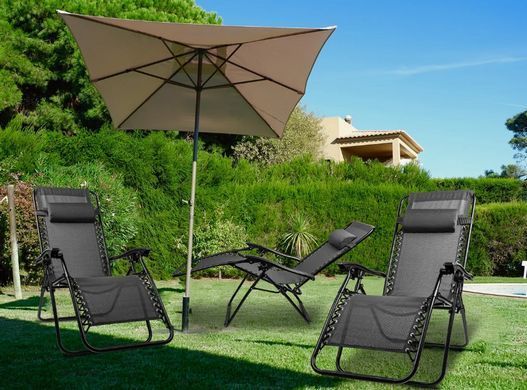Складне крісло шезлонг із підголівником 150 кг Sunwaal Paradise ZeroGravity графит