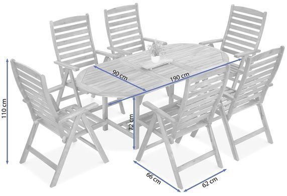 Обідній набір меблів Focus Garden Akadia Dining 190/6+1