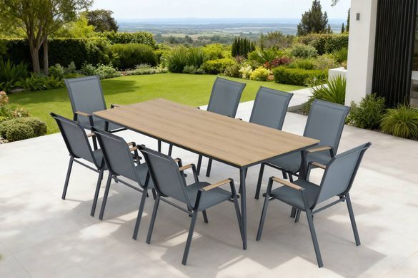 Обеденный комплект мебели для балкона и сада NOVA DINING 8+1 Dark Grey Bj&oslash;rkka