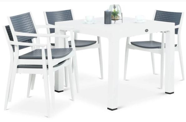 Стол и стулья для сада White/Anthracite Seginus Novussi