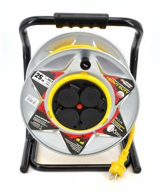AWTOOLS ПОДОВЖУВАЧ БАРАБАН МЕТАЛ 40м 3x1,5мм...ЖОВТИЙ HEAVY DUTY 16A / 3680W / IP44