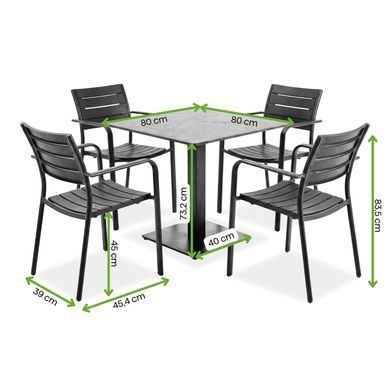 Комплект мебели для балкона и сада RIVIO VENA 80 черный HPL MILO Bj&oslash;rkka