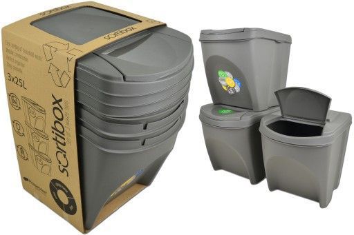 Ящик для сортировки (набор) мусора 3 шт. Sortibox 25 л