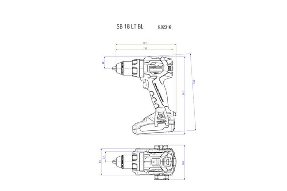 Акумуляторний ударний дриль Metabo SB 18 LT BL, 2 акб 18 В Li-Power 4.0 Ah, з/в, кейс