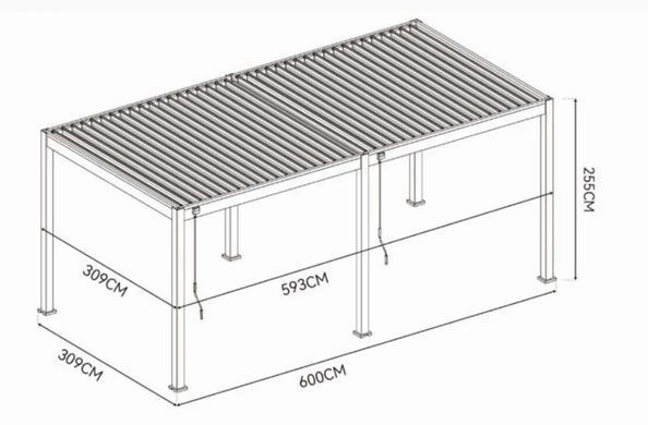 Садовая беседка перлога с ламелями 3x6 м антрацит/светло серый Elegance&nbsp;Gutroof