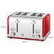 Тостер 4 скибочки вінтаж 1630 Вт ProfiCook PC-TA 1194 червоний