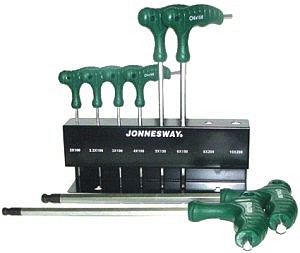 Набор имбусов Jonnesway 8 шт. с шариковым наконечником, 2-10 мм