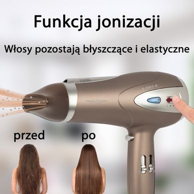 Фен для волосся з дифузором та іонізацією 2200 Вт ProfiCare PC-HTD 3113 коричневий