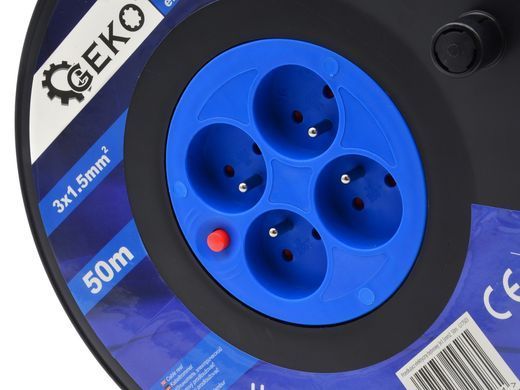 Електричний котушковий подовжувач 3 х 1,5 мм&sup2; 50 м Geko G17503