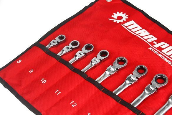 Набір комбінованих ключів із вигином 8-19мм12 ел. RATCHET Mar-Pol M58603