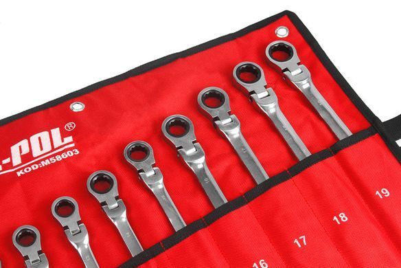 Набір комбінованих ключів із вигином 8-19мм12 ел. RATCHET Mar-Pol M58603