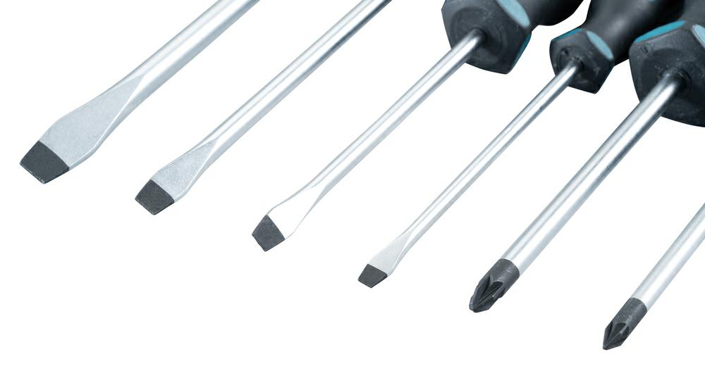 Набор отверток Makita 6 шт. SL и PZ: SL4.0, SL5.5, SL6.5, SL8, PZ1, PZ2