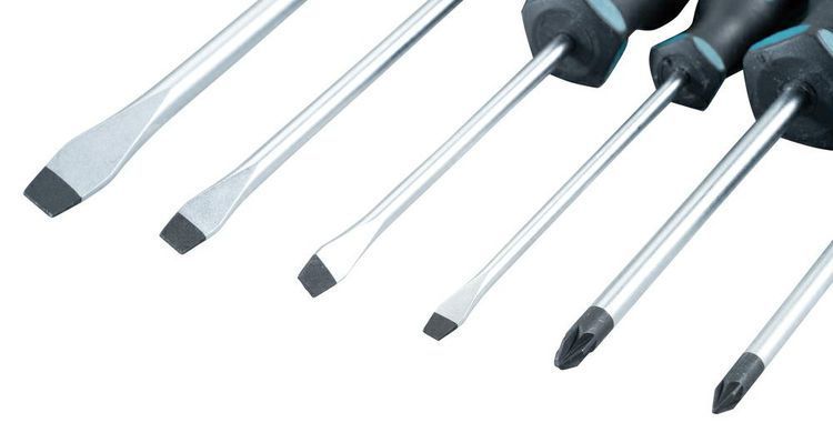 Набор отвёрток Makita 6шт. (Sl4,0 X 100 / Sl5,5 X 100 / Sl6,5 X 125 / Sl8 X 150 / Pz1 X 80 / Pz2 X 100)