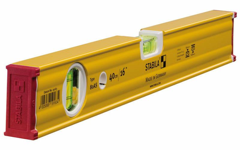 Уровень строительный 40 см STABILA 80AS с двумя ампулами и антискользящими стопорами