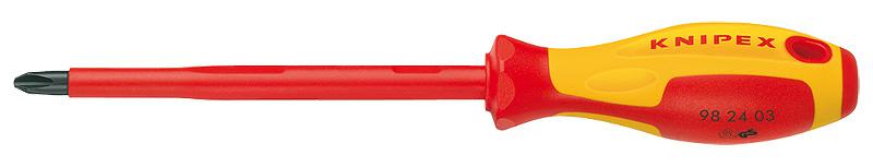 Отвертка крестовая изолированная KNIPEX PH4 x 200 мм, двухкомпонентная ручка
