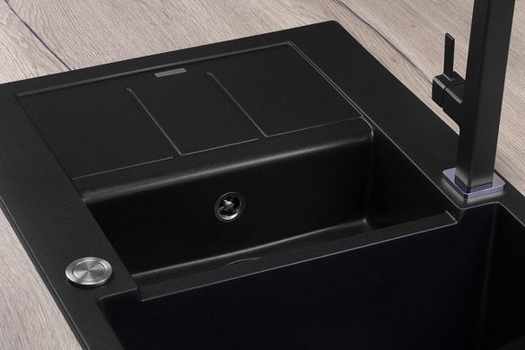 Кухонна гранітна мийка зі зливом Concept black dg205c60bc