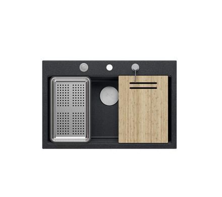 Кухонна мийка Quadron HQM7650U8_BS Marc Workstation чорний металік/сталь